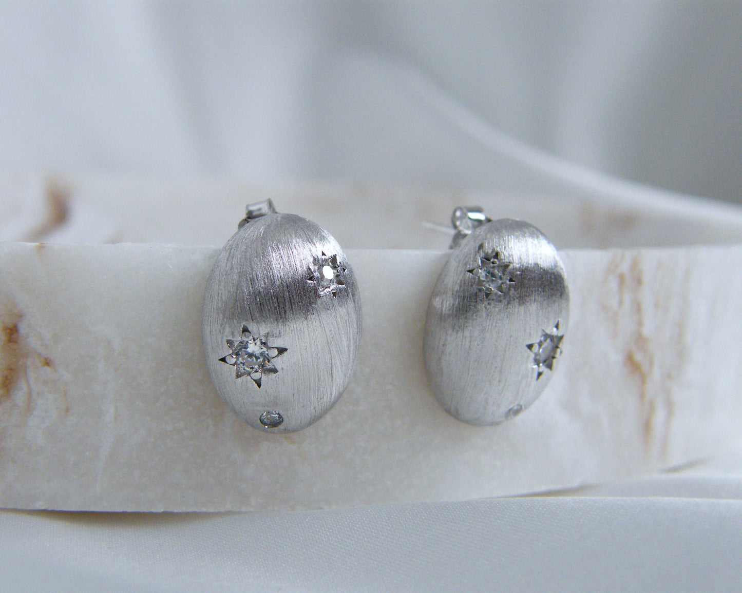 Star-Set Oval Stud Earrings