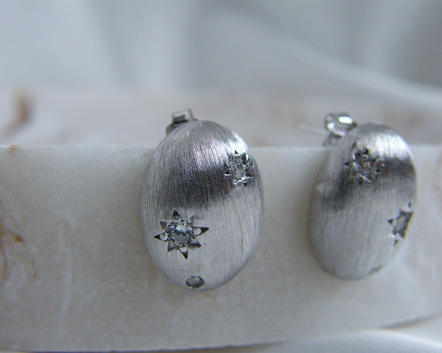 Star-Set Oval Stud Earrings