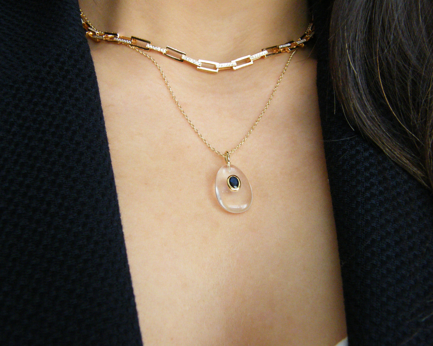 Clear Quartz Iolite Necklace
