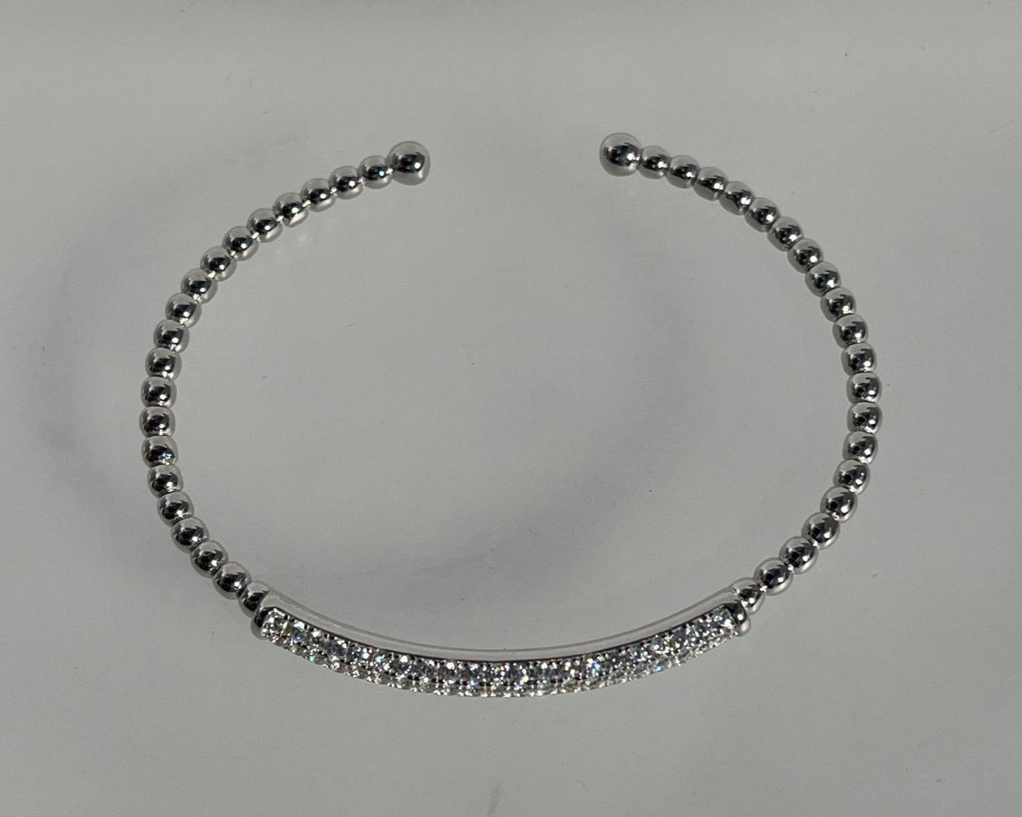 Beaded Cuff Bangle with Pave Crystal Accent