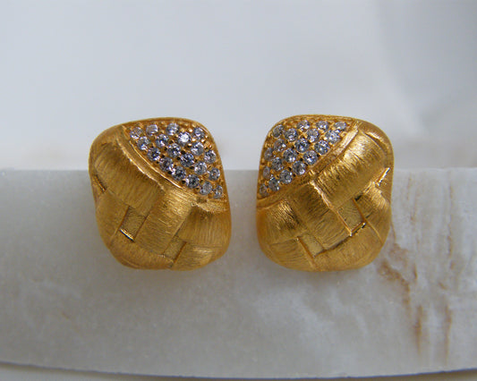 Woven Brushed Gold Earrings
