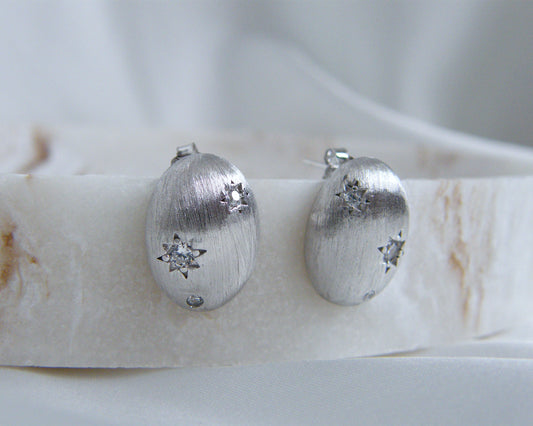 Star-Set Oval Stud Earrings