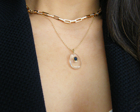 Clear Quartz Iolite Necklace