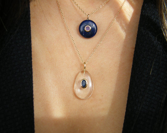Clear Quartz Iolite Necklace