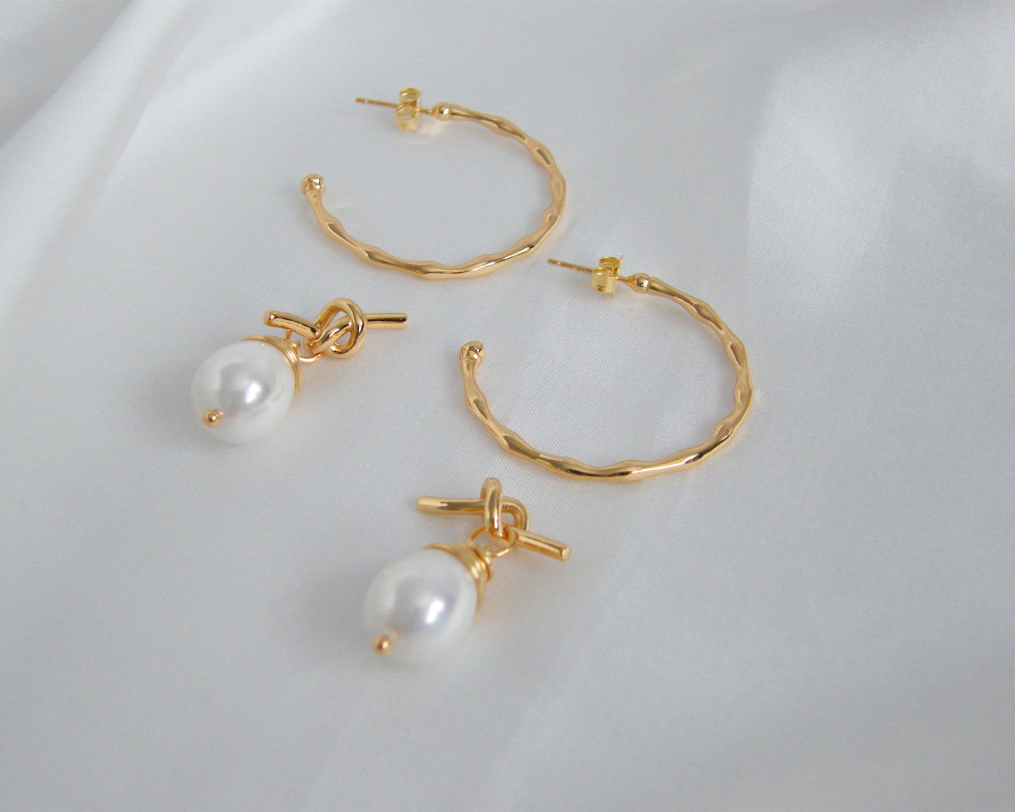Convertible Pearl Hoop Earrings