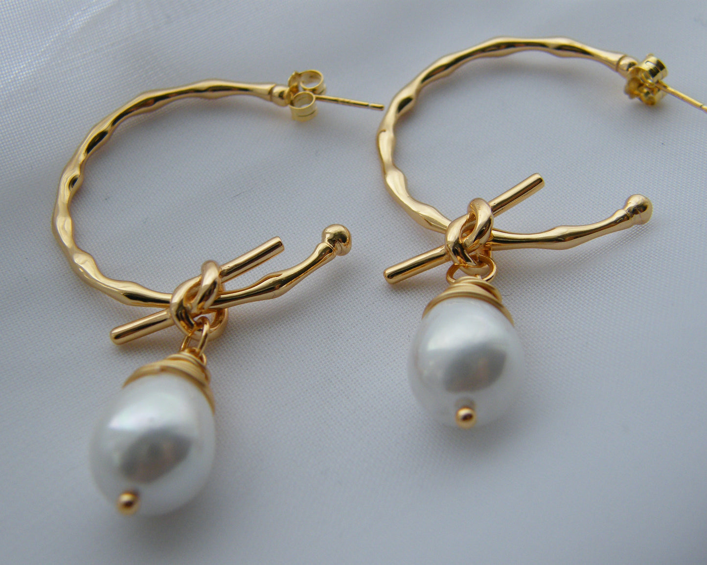 Convertible Pearl Hoop Earrings