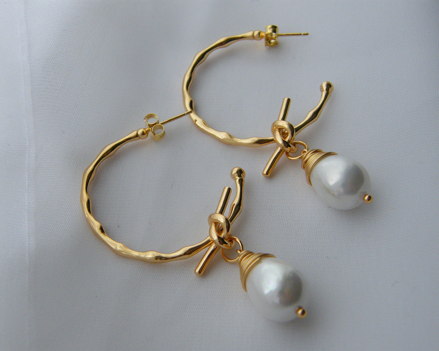 Convertible Pearl Hoop Earrings