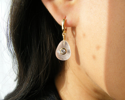 Aura Rose Quartz Earrings