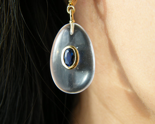 Clear Quartz and Iolite Earrings
