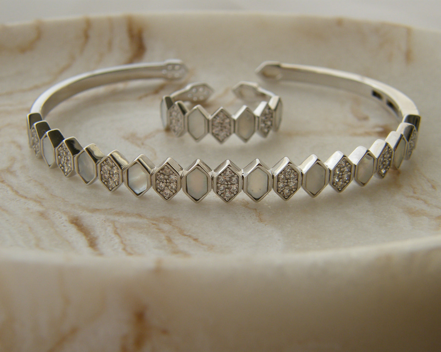 Luna Hex Set — Bangle and Ring