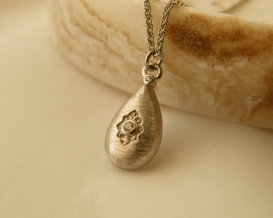 Brushed Pear Drop Necklace