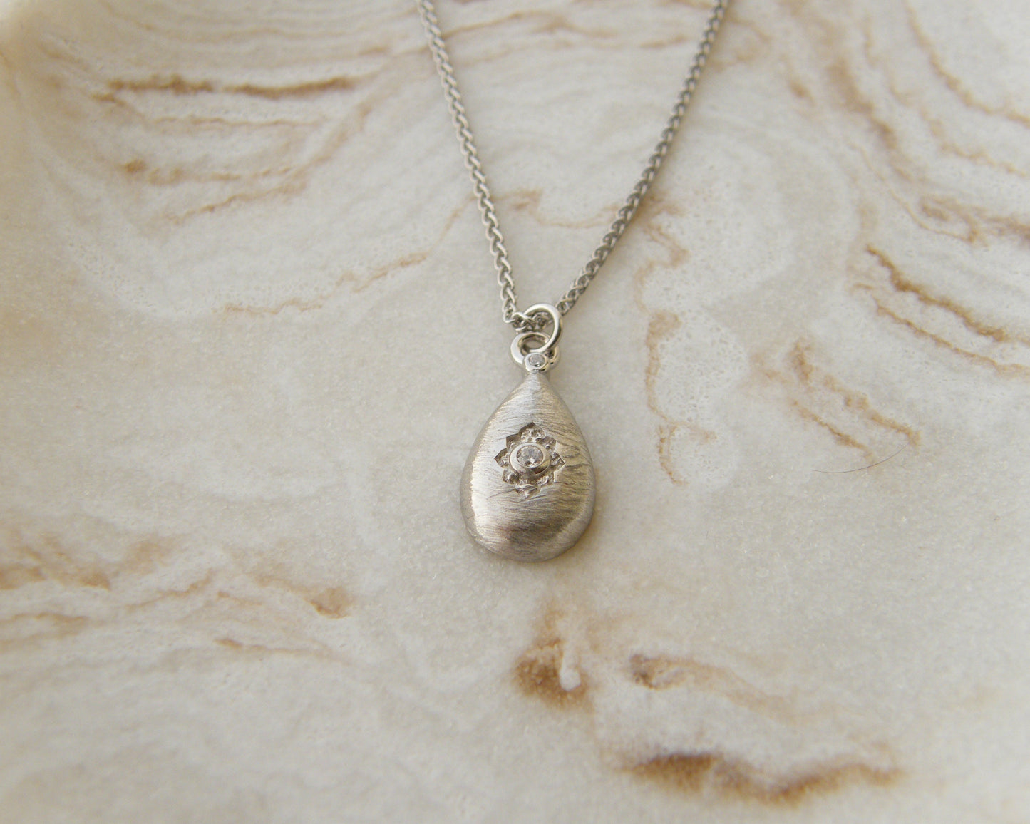 Brushed Pear Drop Necklace